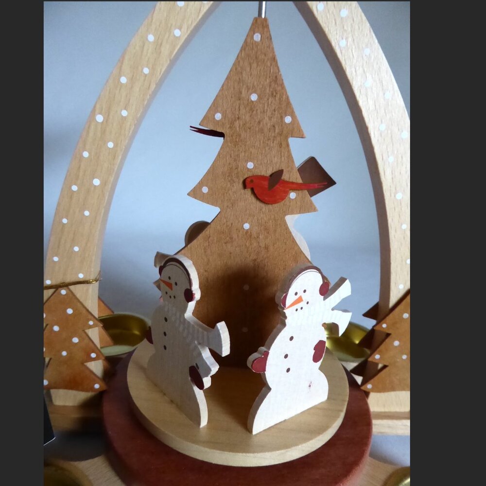 NEW 11” ERZGEBIRGISCHE VOLKSKUNST RICHARD GLASSER WOOD CHRISTMAS PYRAMID SNOWMAN - Picture 8 of 14